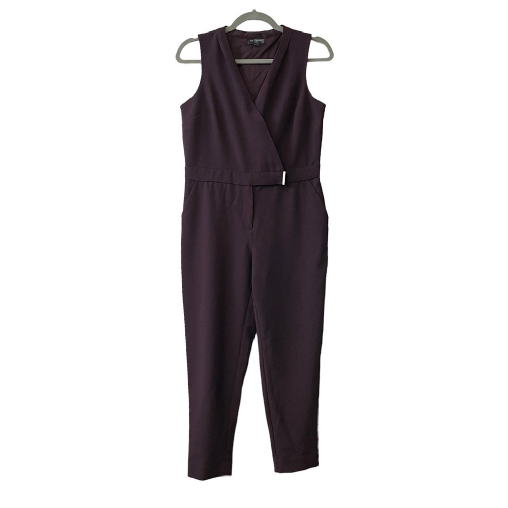 The Limited Plum Purple Surplice Wrap Front Sleeveless Jumpsuit Playsuit